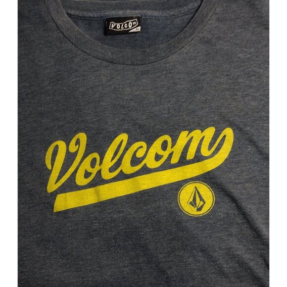 Volcom Logo Men's Short Sleeve T-Shirt Blue With Yellow Graphic XL - Picture 3 of 7